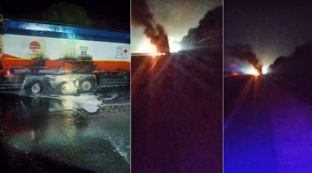 बेंजीन टैंकर में आग लगी, जयपुर-अजमेर हाईवे पर हादसा टला; चालक और SHO की सूझबूझ ने बचाई जानें