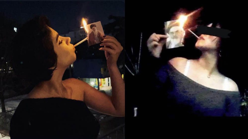 ईरानी महिलाओं का अनोखा प्रदर्शन: खामेनेई की फोटो जलाकर सिगरेट से लगाई आग