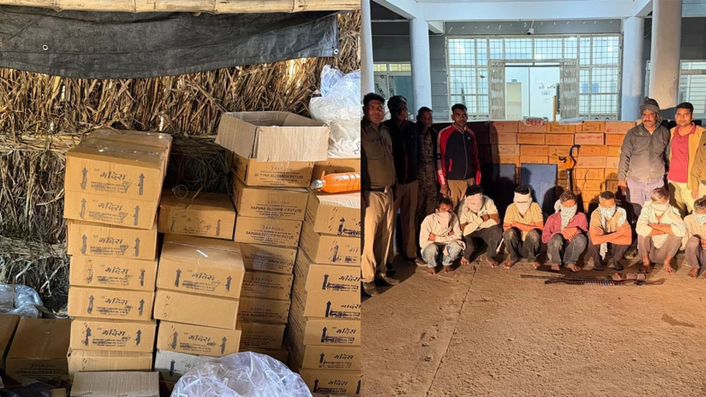 मुरैना में नकली शराब का बड़ा खुलासा, 600 लीटर स्प्रिट, राइफल और कारतूस समेत कई सामान बरामद