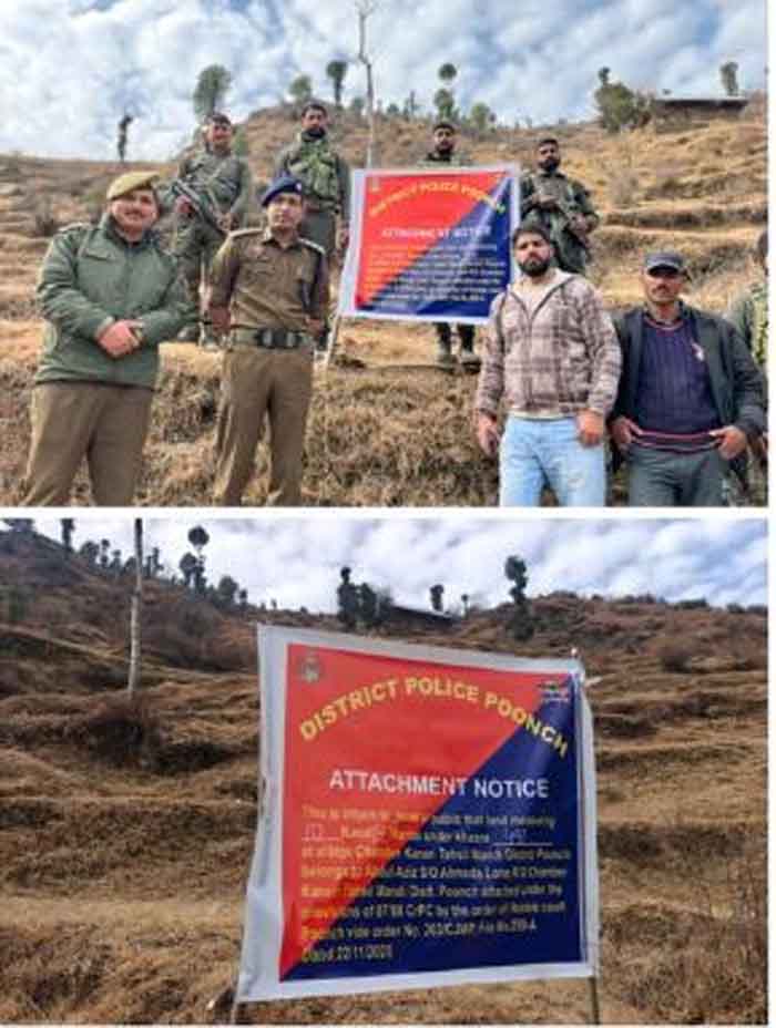 जम्मू-कश्मीर: पुंछ पुलिस का आतंक पर प्रहार, पाक स्थित हैंडलर की संपत्ति जब्त